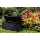 Plonos, skrzynia ogrodowa, czarna, 143,5-57-53,5 cm, 390l