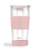 Vialli Design, kubek termiczny szklany ze słomką, 600 ml, różowy Fuori