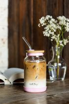 Vialli Design, słoik ze słomką, 600 ml, różowy Fuori