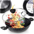 Vilde, Black line, patelnia granitowa głęboka ze szklaną pokrywką, 28 cm, 3,5 l