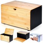 Vilde, chlebak drewniano-metalowy, podwójna pokrywa, czarny, 35,5-22-20,5 cm