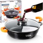 Vilde, Terruna Aroma, patelnia granitowa, ze szklaną pokrywką, głęboka, 24 cm, 2,1l