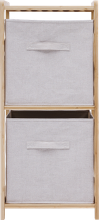 5five Simply Smart, Tidy, regał bambusowy z dwoma materiałowymi koszami, 34,7-33-77,5 cm