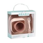 Beaba, komplet naczyń z silikonu z przyssawką, cotton candy