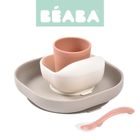 Beaba, komplet naczyń z silikonu z przyssawką, terracotta