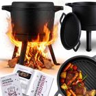 Berdsen, kociołek żeliwny, demontowany, garnek i patelnia, 8l