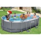 Bestway, basen stelażowy z pompą filtrującą i akcesoriami, owalny, 488-305-107 cm, zestaw 12w1