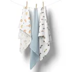 Bocioland, pieluszki muślinowe, niebieskie, 70-70 cm, 3 szt.