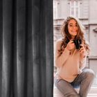 Eurofirany, zasłona zaciemniająca gotowa, na taśmie, Rosa, 140-270 cm, czarny