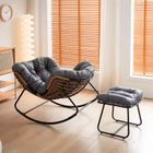 HaloFuture, nowoczesny fotel bujany z podnóżkiem, skandynawski kokon, szary