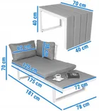 Hedo, narożnik ogrodowy, zestaw mebli, 4 osobowy, szary, 254-184 cm