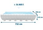 Intex, basen stelażowy z pompą filtrującą i akcesoriami, prostokątny, 732-366-132 cm, zestaw 8w1