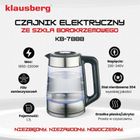 Klausberg, czajnik elektryczny, szklany, 1,7l, LED, RGB, KB-7888