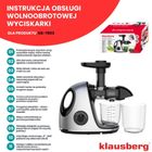 Klausberg, sokowirówka, wyciskarka wolnoobrotowa, srebrna, KB-7863