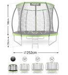 Neo-Sport, trampolina ogrodowa, profilowana, z siatką wewnętrzną, 8ft/252 cm