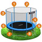 Neo-Sport, trampolina ogrodowa z siatką zewnętrzną i drabinką, 312 cm