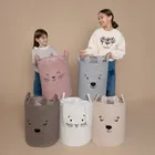 Sipo, Miś, kosz na zabawki XL, premium boucle, zamykany na ściągacz, beżowy