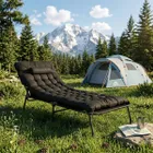 Składane łóżko turystyczne z materacem, czarne, 68-200 cm