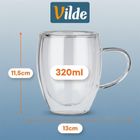 Vilde, szklanki termiczne z podwójną ścianką, do kawy i herbaty, 320 ml, 2 szt.