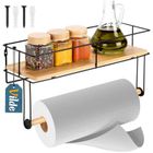 Vilde, wieszak na ręcznik papierowy, z półką, metalowy, czarny, 37-12,5-18,5 cm