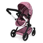 Bayer Design, Xeo Combi, głęboki wózek dla lalek z torbą, różowy w gwiazdki
