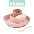 Beaba, komplet naczyń z silikonu z przyssawką, cotton candy