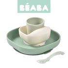 Beaba, komplet naczyń z silikonu z przyssawką, sage green
