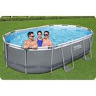 Bestway, basen stelażowy z pompą filtrującą i akcesoriami, owalny, 488-305-107 cm, zestaw 12w1