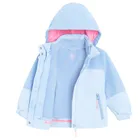 Cool Club, Przeciwdeszczowa kurtka dziewczęca z kapturem, 3w1, Bluza polarowa, rozpinana, niebieska