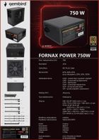 Gembird, zasilacz komputerowy, ATX 750W, aktywne PFC 12 cm, fan 80