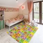 Humbi, dwustronna mata edukacyjna z pianki XPE, alfabet niemiecki i wieś, 180-200 cm