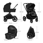 Lionelo, Freya, wózek wielofunkcyjny, składana gondola, 3w1, black onyx