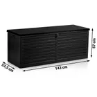 Plonos, skrzynia ogrodowa, czarna, 143,5-57-53,5 cm, 390l