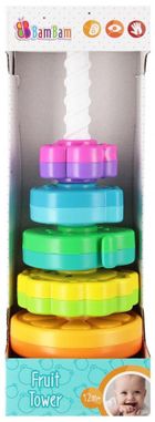 Bam Bam, tęczowa spirala, piramidka, owoce