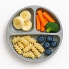 Bocioland, silikonowy talerzyk z przyssawkami i przegródkami, jasny szary