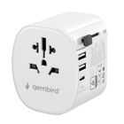 Gembird, adapter podróżny z uziemieniem, 15W, biały