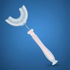 Bocioland, szczoteczka silikonowa w kształcie litery U do zębów, różowa