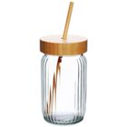 Excellent Houseware, słoik do picia z bambusową pokrywką i słomką, 500 ml