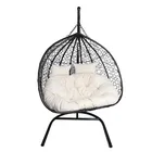 HaloFuture, fotel wiszący, dwuosobowy, kokon, czarny, beżowa poduszka