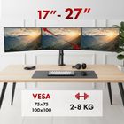 Maclean, uchwyt ns 3 monitory, sprężyna gazowa, 17"-27", 2-8 kg, czarny, MC-137