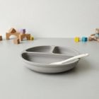 Bocioland, silikonowy talerzyk z przyssawkami i przegródkami, jasny szary