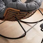 HaloFuture, nowoczesny fotel bujany z podnóżkiem, skandynawski kokon, szary