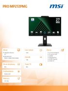 MSI, monitor, 27", PRO MP272PMG, LED, FHD, Flat, 120 Hz, czarny
