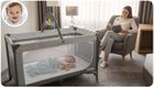Ricokids, łóżeczko turystyczne z materacem i torbą, jasnoszare