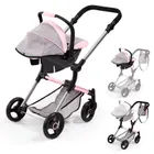 Bayer Design, Neo Vario Combi, głęboki wózek dla lalek z torbą, szaro-różowy i motylkiem