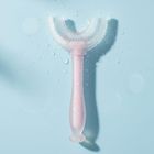 Bocioland, szczoteczka silikonowa w kształcie litery U do zębów, różowa