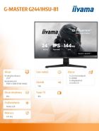 Iiyama, monitor, 23,8", G2441HSU-B1 IPS, FHD, 144Hz, 1ms, 2xUSB, 350cd