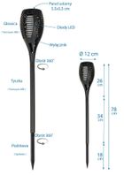 Saska Garden, lampa solarna, pochodnia, 36 LED, 12-12-78 cm