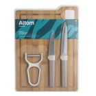 Altom Design, deska bambusowa, 24-33-1 cm + noże, 2 szt. + obierak, taupe
