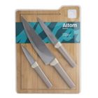 Altom Design, deska bambusowa, 24-33-1 cm + noże, taupe, 3 szt.